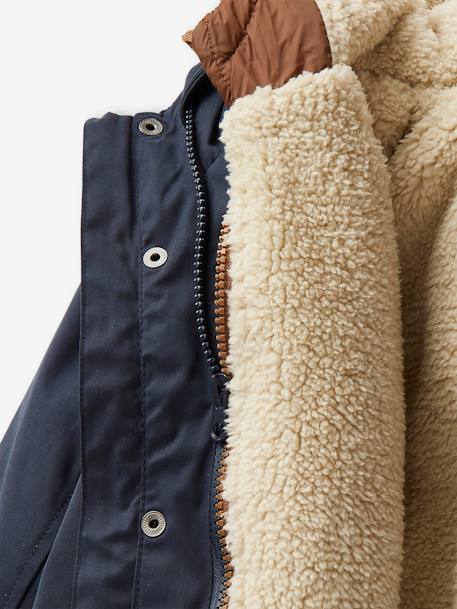 Parka garçon 3 en 1 blouson amovible bleu grisé+kaki+lichen+Marine grisé+noix de pécan - vertbaudet enfant 