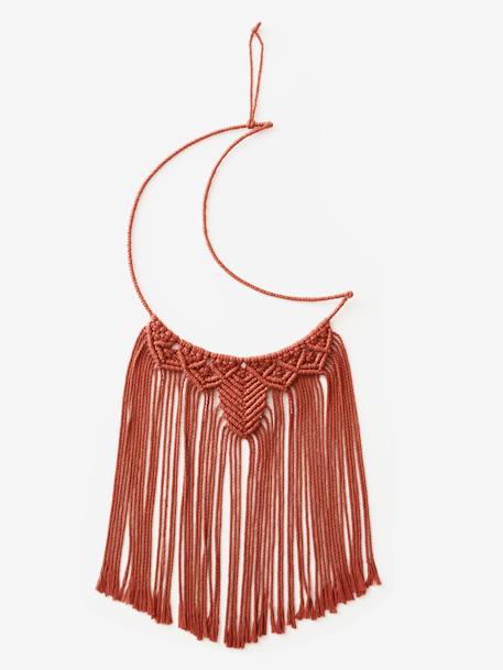 Attrape-rêves XL lune en macramé terracotta - vertbaudet enfant 