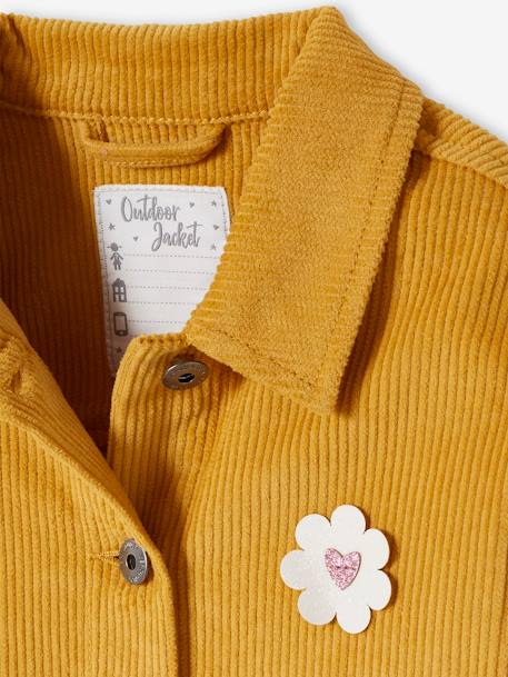 Iriserende bloemenbadge fluwelen jasje workerstijl goudgeel - vertbaudet enfant 