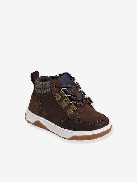 Bottines bébé garçon lacets + glissière chocolat - vertbaudet enfant 