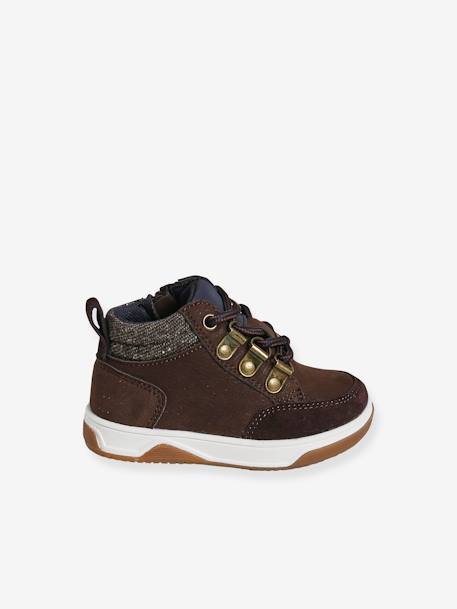 Bottines bébé garçon lacets + glissière chocolat - vertbaudet enfant 