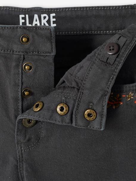 Flare broek met geborduurde zakken voor meisjes Zwart denim - vertbaudet enfant 