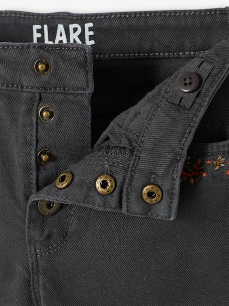 Pantalon flare brodé aux poches fille Denim black - vertbaudet enfant 