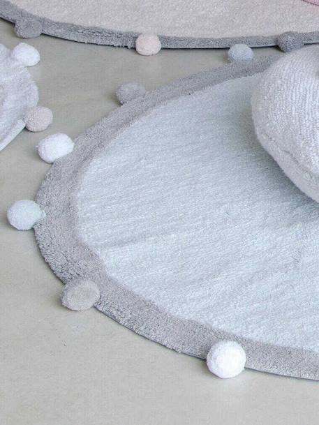 Tapis coton lavable rond avec pompons LORENA CANALS bleu grisé+rose - vertbaudet enfant 