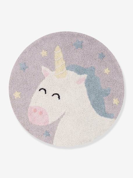 Tapis coton lavable Licorne Believe in yourself gris - vertbaudet enfant 