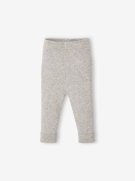 Ensemble bébé mixte gilet pantalon en tricot blanc+gris clair chiné+vert d'eau - vertbaudet enfant 