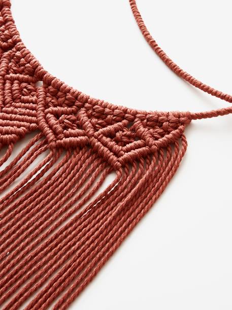 Attrape-rêves XL lune en macramé terracotta - vertbaudet enfant 