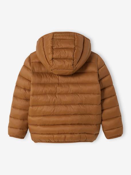 Licht donsjack met capuchon voor jongens met gerecyclede polyester vulling COGNAC+marineblauw - vertbaudet enfant 