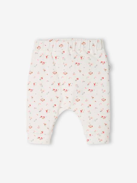 Pantalon naissance en maille souple BASICS Blanc imprimer fleuris+encre+IVOIRE+rose poudre - vertbaudet enfant 