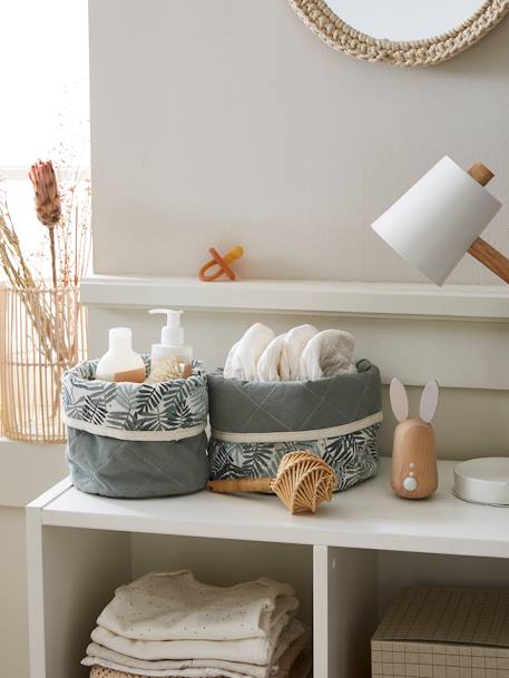 Lot de 2 petits paniers de rangement réversibles HANOÏ beige - vertbaudet enfant 