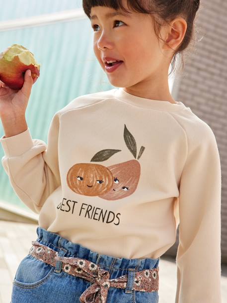 Sweater met naïef motief meisjes beige+currygeel - vertbaudet enfant 