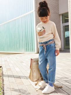 -Paperbag jeans met bloemenriem voor meisjes