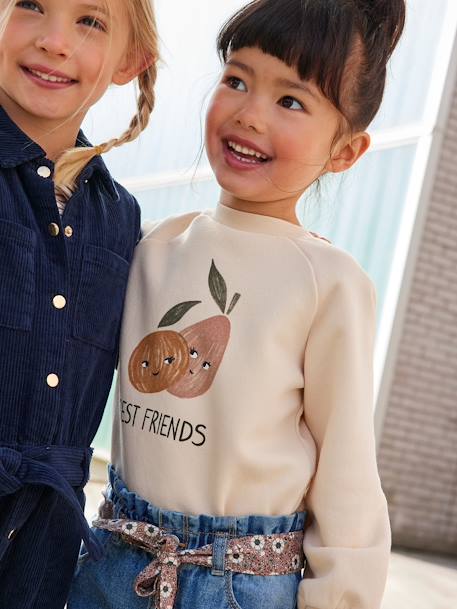 Sweater met naïef motief meisjes beige+currygeel - vertbaudet enfant 