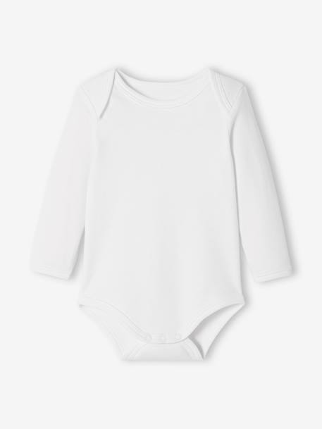 Lot de 5 bodies bébé manches longues ouverture US BASICS lot blanc - vertbaudet enfant 