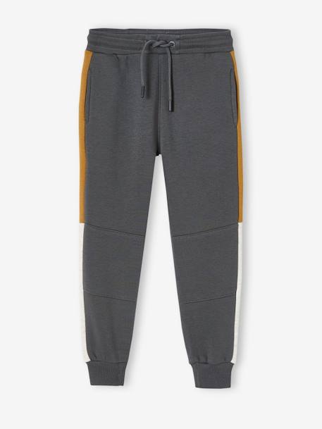 Pantalon jogging bandes côtés garçon. gris anthracite+noir - vertbaudet enfant 