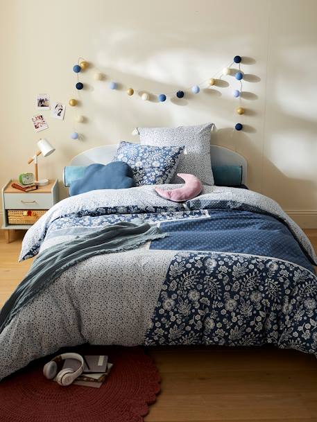 Parure housse de couette + taie d'oreiller enfant CARAVANE marine / écru - vertbaudet enfant 