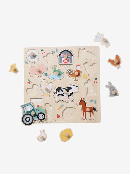 Puzzle boutons Lovely Farm en bois FSC® beige - vertbaudet enfant 