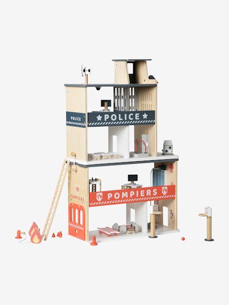 Centre de secours poste de police + poste de pompiers en bois FSC® blanc - vertbaudet enfant 