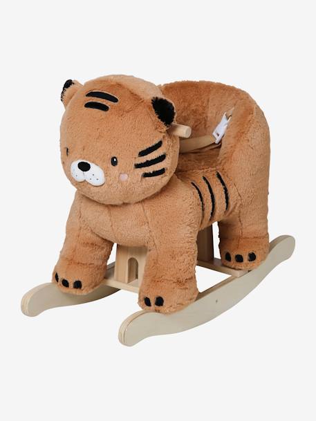 Tigre à bascule bébé en bois FSC® JAUNE MOYEN UNI AVEC DECOR - vertbaudet enfant 