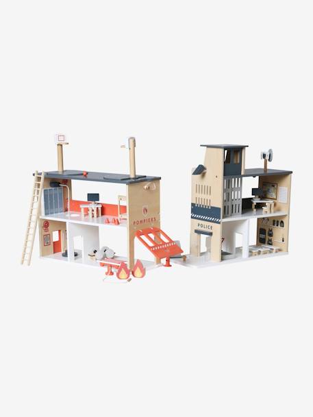 Centre de secours poste de police + poste de pompiers en bois FSC® blanc - vertbaudet enfant 