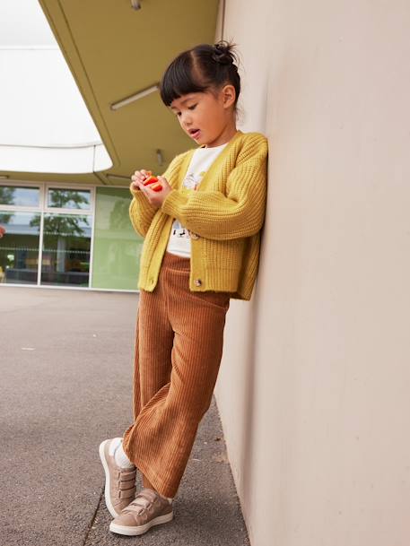 Pantalon fille large en velours anthracite+marron+prune - vertbaudet enfant 