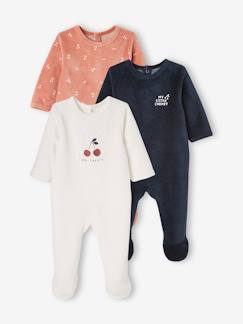 Set van 3 fluwelen pyjamapakjes met opening vooraan  - vertbaudet enfant