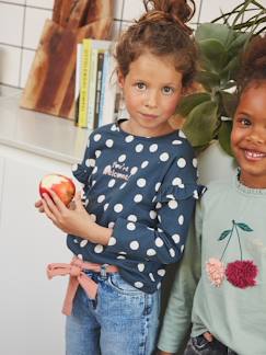 Meisjes-T-shirt met opschrift en ruches aan de mouwen  - vertbaudet enfant