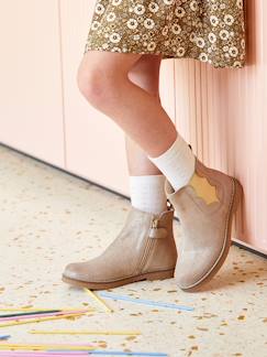 Chaussures-Chaussures fille 23-38-Boots, bottines-Boots cuir fille zippées et élastiquées