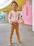 Pantalon slim brodé fleurs fille taille haute caramel - vertbaudet enfant 