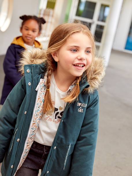 3-in-1 parka met capuchon meisje DARK GREEN+groengrijs+kaki+PURPLE DARK - vertbaudet enfant 