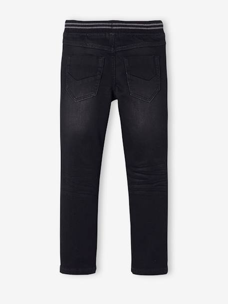 Jean garçon droit facile à enfiler denim effet molleton BRUT FONCE+denim black+denim gris+double stone+STONE MOYEN - vertbaudet enfant 