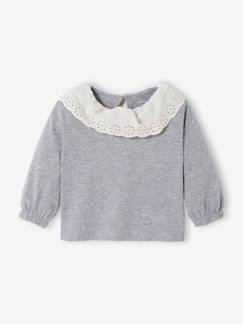 -Baby-T-shirt met kraag in Engels borduurwerk
