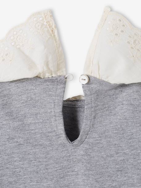 T-shirt avec col en broderie anglaise bébé gris chiné - vertbaudet enfant 