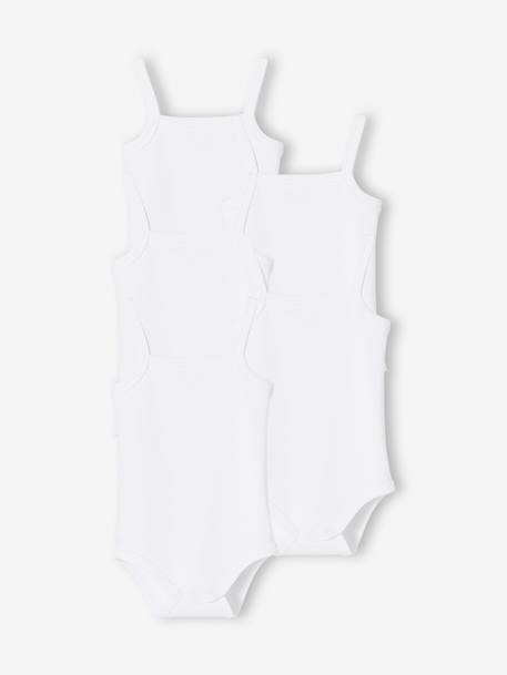 Set met 5 rompers met fijne bretels in interlock set wit - vertbaudet enfant 