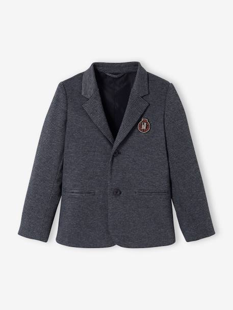 Veste à carreaux en lainage garçon avec badge brodé CARREAUX GRIS - vertbaudet enfant 