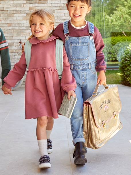 Robe en molleton col Claudine fille prune - vertbaudet enfant 