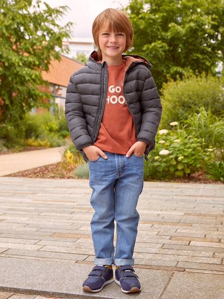 Onverwoestbare rechte jeans jongens denim stone+denimgrijs+onbewerkt denim - vertbaudet enfant 