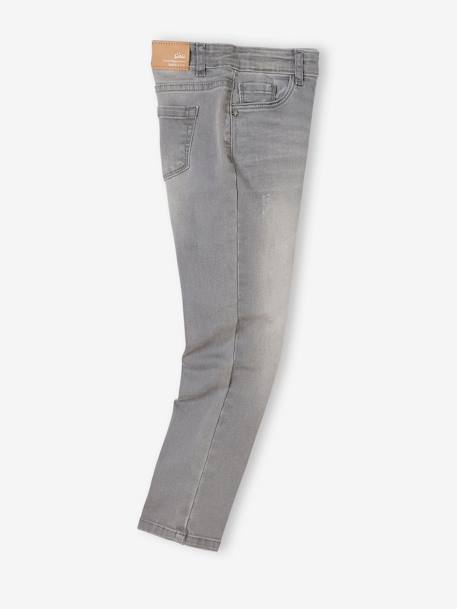 Jean slim MorphologiK fille tour de hanches LARGE avec usures BLEU FONCE DELAVE+denim black+DENIM GREY - vertbaudet enfant 