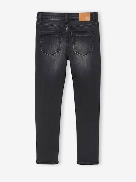 Jean slim MorphologiK fille tour de hanches LARGE avec usures BLEU FONCE DELAVE+denim black+DENIM GREY - vertbaudet enfant 