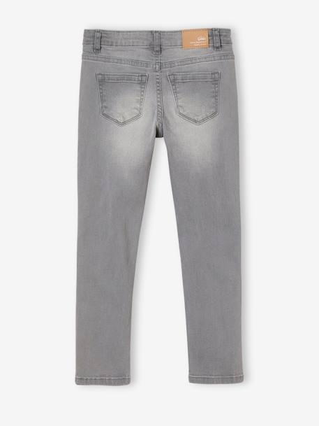 Jean slim MorphologiK 'waterless' fille tour de hanches LARGE avec usures BLEU FONCE DELAVE+Brut+denim black+DENIM GREY - vertbaudet enfant 