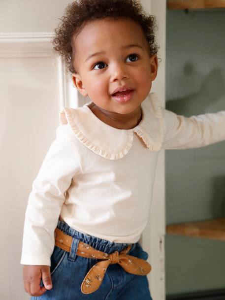 T-shirt manches longues bébé col claudine beige clair - vertbaudet enfant 