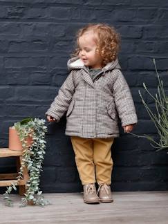 Manteau à capuche pied de puce bébé doublé imitation fourrure  - vertbaudet enfant