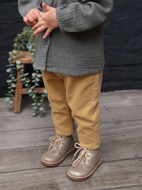 Pantalon en velours côtelé bébé moutarde - vertbaudet enfant 