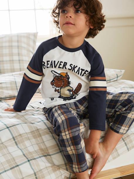 Pyjama castor garçon avec bas en flanelle BLEU FONCE - vertbaudet enfant 