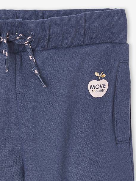Molton joggingbroek voor meisjes leisteenblauw+roze - vertbaudet enfant 