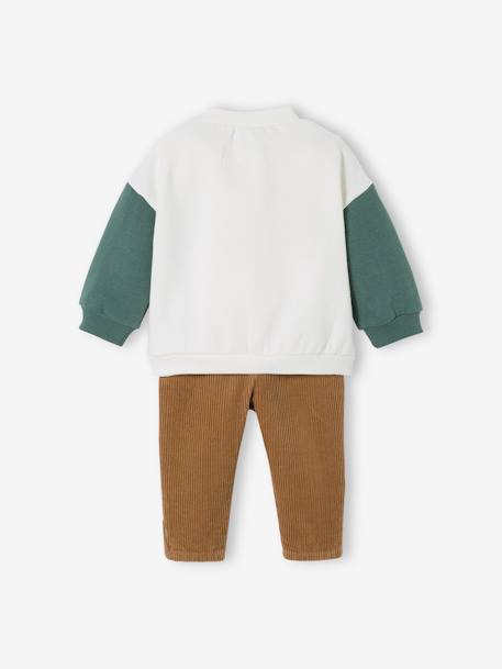 Babyset fleece sweater + fluwelen broek ivoor - vertbaudet enfant 