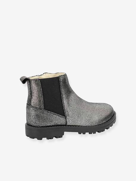 Leren meisjesboots Groofit KICKERS® grijs - vertbaudet enfant 