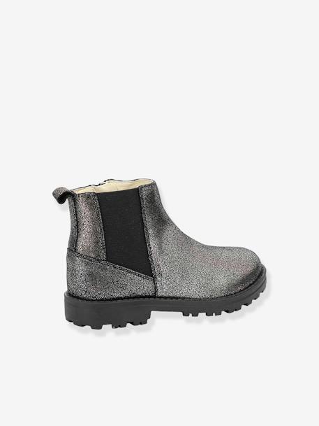 Leren meisjesboots Groofit KICKERS® grijs - vertbaudet enfant 