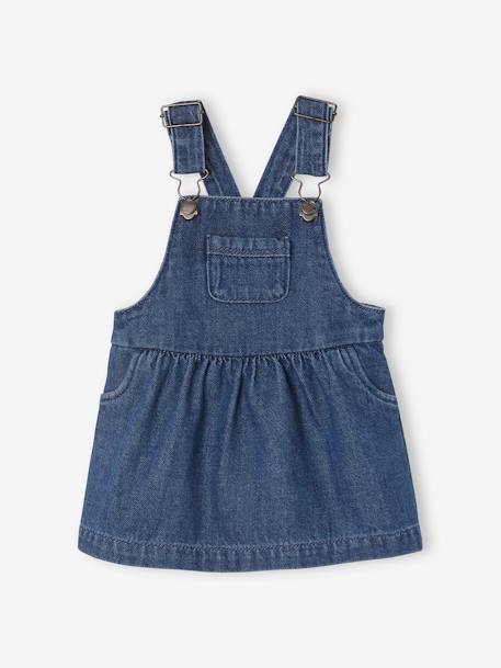 Driedelige babyset: overgooier van denim, T-shirt en haarband nachtblauw - vertbaudet enfant 