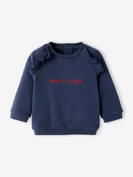 Personaliseerbare fleece babysweater marine+rozenhout - vertbaudet enfant 